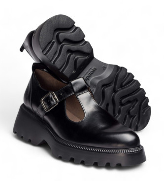 Wonders Leather Babydoll Shoes black