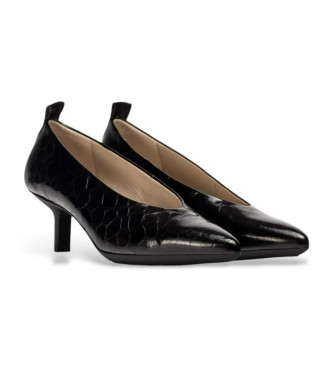 Wonders Flex Fit leren schoenen zwart