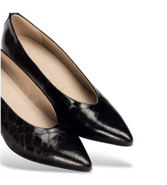 Wonders Flex Fit leren schoenen zwart