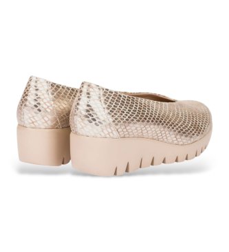 Wonders Fly 00 sapatos de couro de cobra dourada