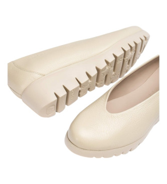 Wonders Chaussures Fly en cuir beige -Hauteur de la semelle compense 4,5cm