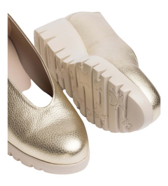 Wonders Fly goud lederen schoenen -Hoogte 4,5cm sleehak