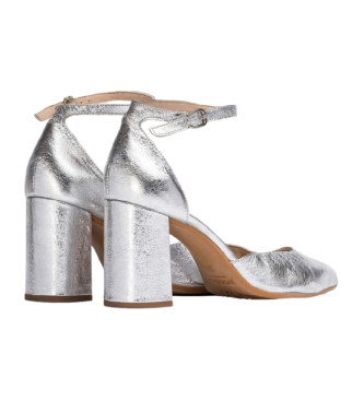 Wonders Fatima srebrni usnjeni čevlji s peto -Višina pete: 8 cm