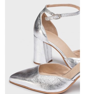 Wonders Fatima silver leather shoes with heel -Heel height: 8cm
