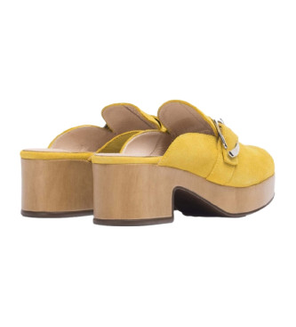 Wonders Slow yellow leather clogs