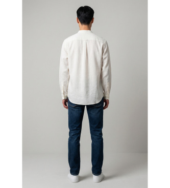 Woolrich Chemise � bandes en lin blanc