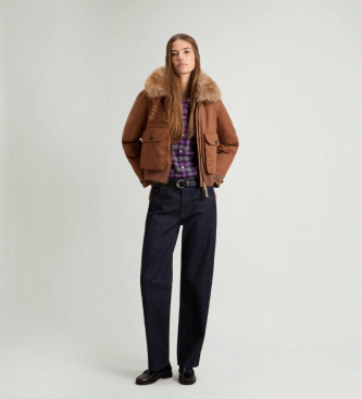 Woolrich Bomber Faux Fur marrón