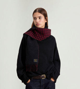 Woolrich Bufanda de cuadros Check negra, roja