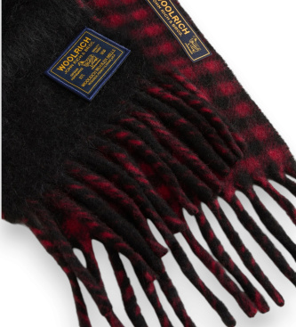 Woolrich Bufanda de cuadros Check negra, roja