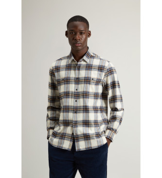 Woolrich Camisa a cuadros de franela blanco roto