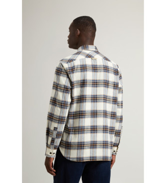 Woolrich Camisa a cuadros de franela blanco roto