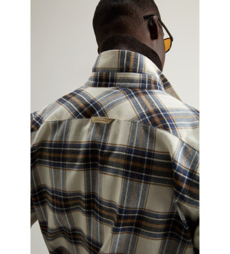 Woolrich Camisa a cuadros de franela blanco roto