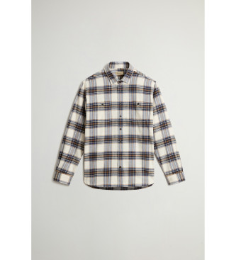 Woolrich Camisa a cuadros de franela blanco roto