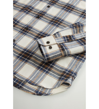 Woolrich Camisa a cuadros de franela blanco roto