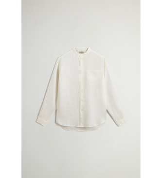 Woolrich Chemise � bandes en lin blanc