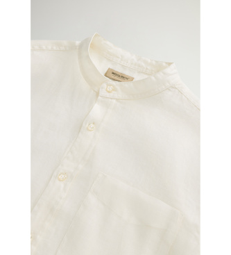 Woolrich Chemise � bandes en lin blanc