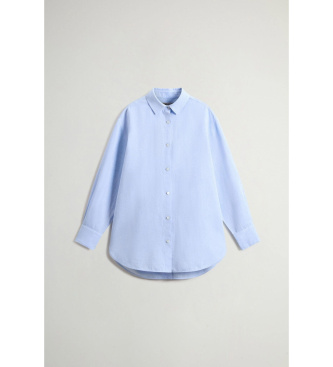 Woolrich Camisa de lino azul