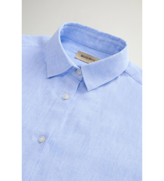 Woolrich Camisa de lino azul