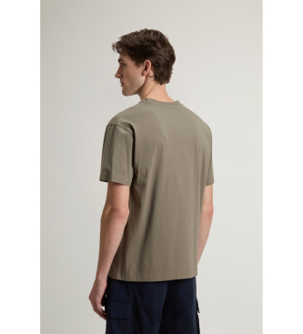 Woolrich Pure cotton T-shirt with green logo