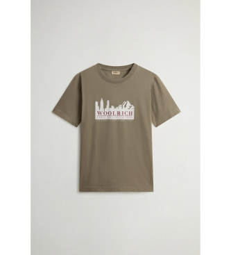 Woolrich Pure cotton T-shirt with green logo