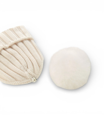 Woolrich Beige Cash Pom Pom Beanie