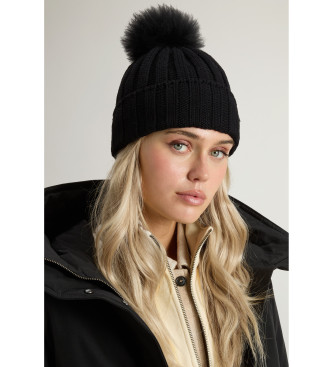 Woolrich Gorro con pomp�n desmontable negro