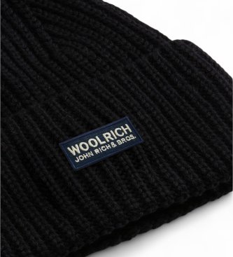 Woolrich Gorro Fine Merinos Logo preto
