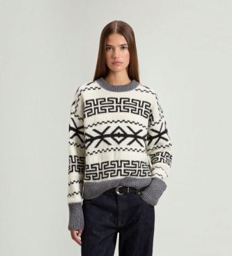 Woolrich White Fairisle jacquard sweater