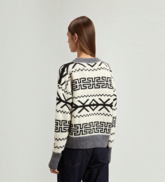 Woolrich White Fairisle jacquard sweater