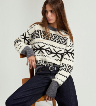Woolrich White Fairisle jacquard sweater