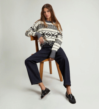 Woolrich White Fairisle jacquard sweater