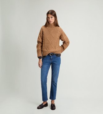 Woolrich Camisola de gola alta 3GG Aran castanho
