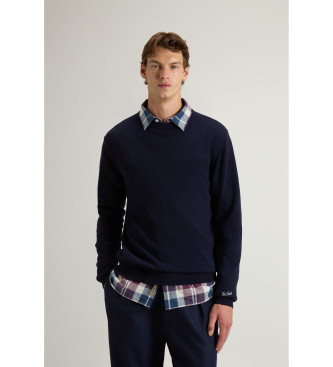 Woolrich Jersey de cuello redondo de lana marino