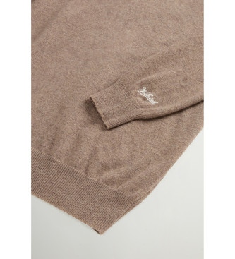 Woolrich Jersey de cuello redondo de lana marrn