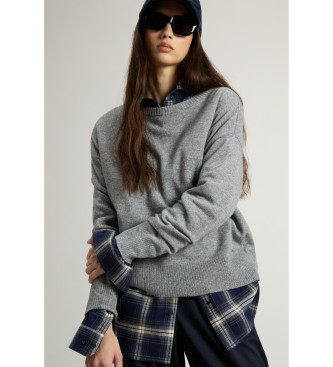 Woolrich Camisola de gola redonda em mistura cinzenta