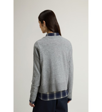 Woolrich Camisola de gola redonda em mistura cinzenta