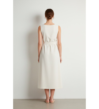 Woolrich Linen blend dress with beige belt