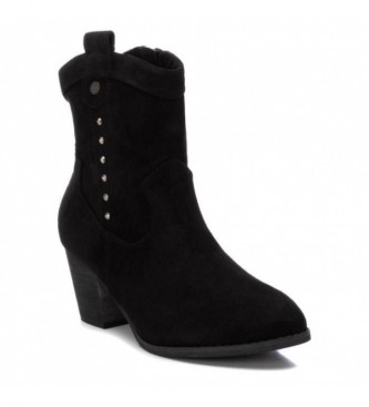 Xti Ankle boots black side studs - Heel height 7cm