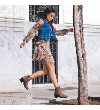 Xti Ankle boots 141735 taupe -heel height: 7cm