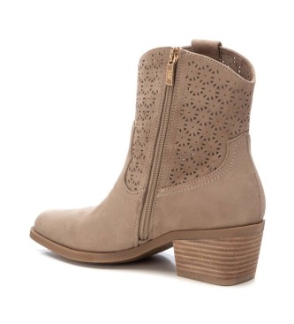 Xti Leren enkellaarsjes 143885 taupe