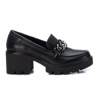 Xti Loafers with silver buckle black -Heel height 6cm