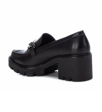 Xti Loafers with silver buckle black -Heel height 6cm
