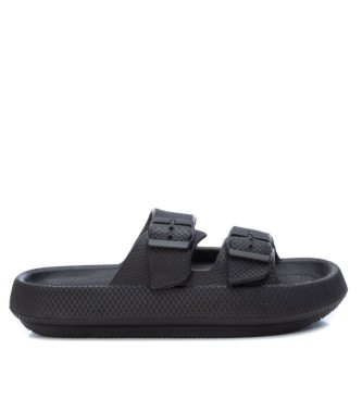 Xti Black double strap sandals
