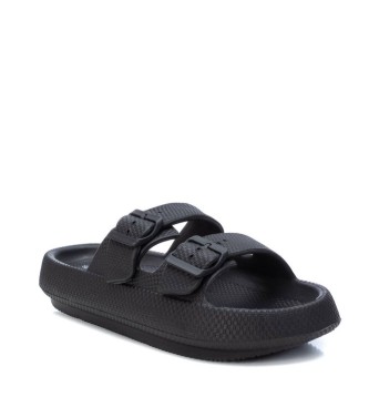 Xti Black double strap sandals