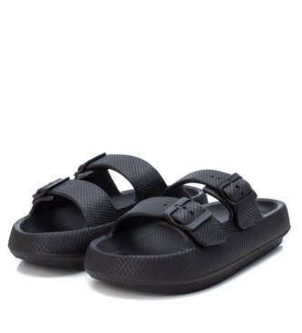 Xti Black double strap sandals
