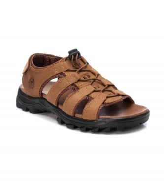 Xti Leather Sandals 141436 light brown