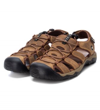 Xti Leather Sandals 141438 light brown