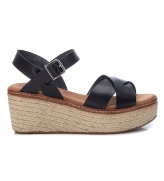Xti Sandals 042361 black -Height of the wedge: 7cm- -Sandals 042361 black -Height of the wedge: 7cm- -Straps 042361 black