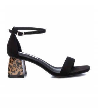 Xti Sandals animalprint black heels -Height 7cm