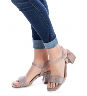 Xti Pleated pink women's sandals -Height heel 6cm